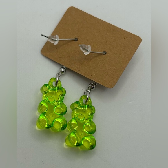 Gummibear Dangle Fashion Earrings Green - Picture 2 of 2